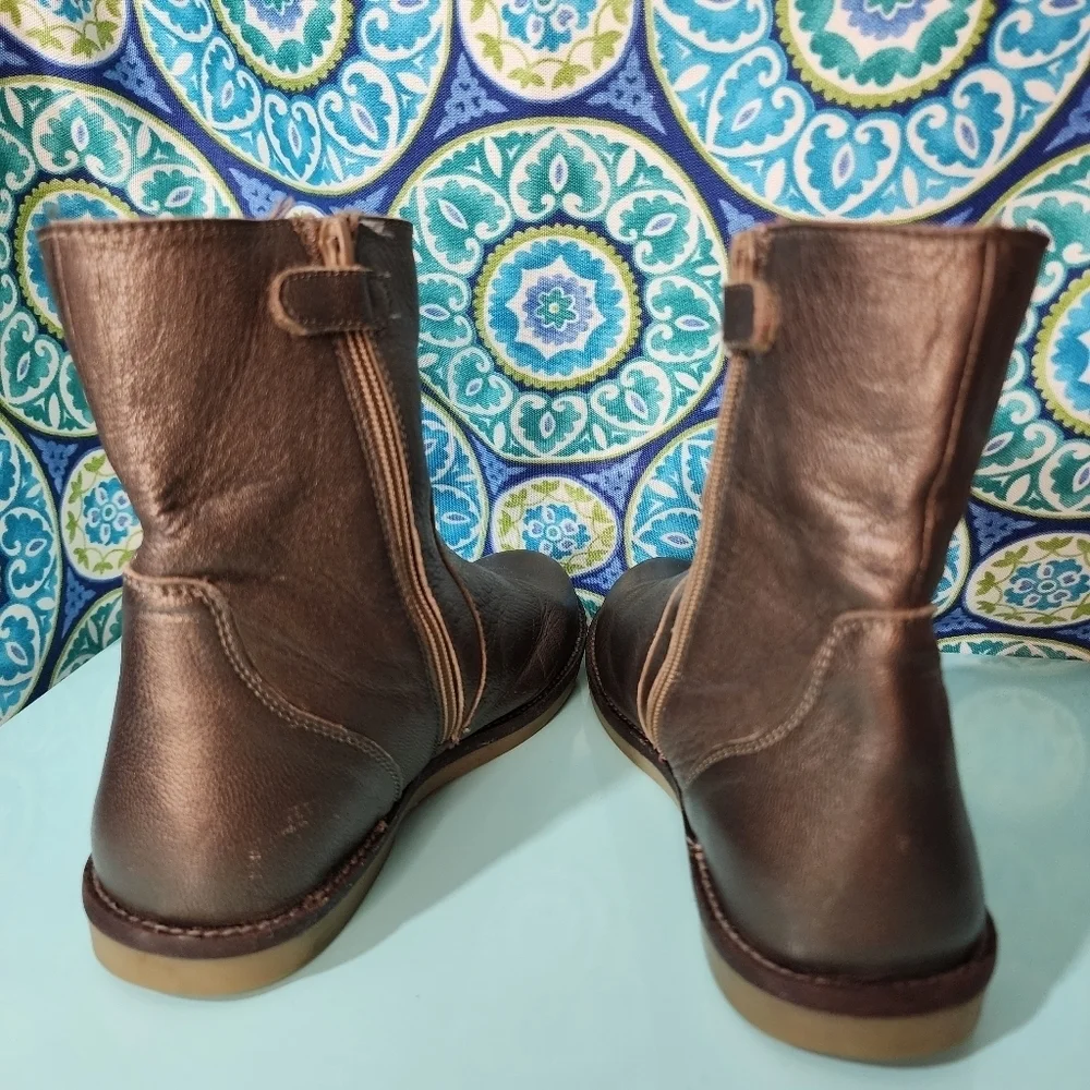 Lands' End Women's Pewter Leather Ankle Boots